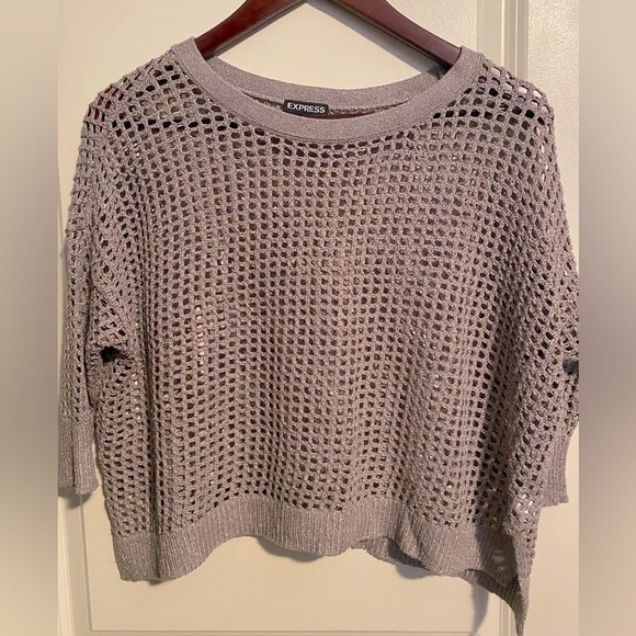 Express cropped open knit top with silver thread - Picture 1 of 10